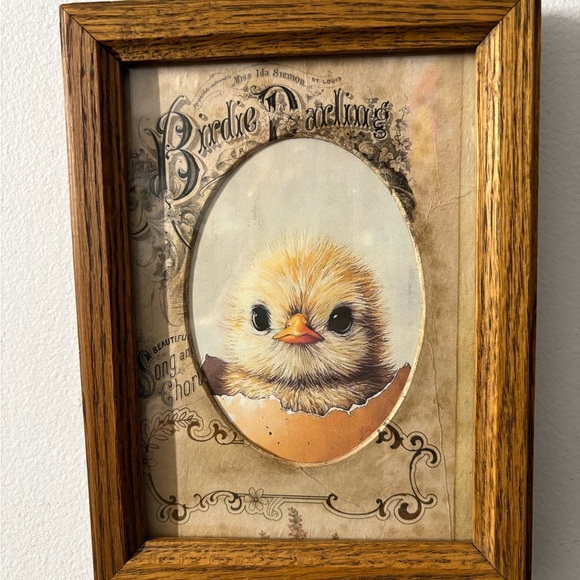 Other - Charming Yellow Bird Art in Wooden Frame